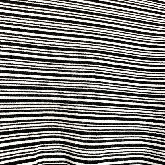 Black White Striped Knit Tie-Front Drape Front Long-Sleeve Bolero Shrug Jacket - Picture 4 of 7